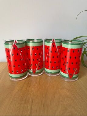 Vintage 90s Plastic Watermelon Drink Tumblers